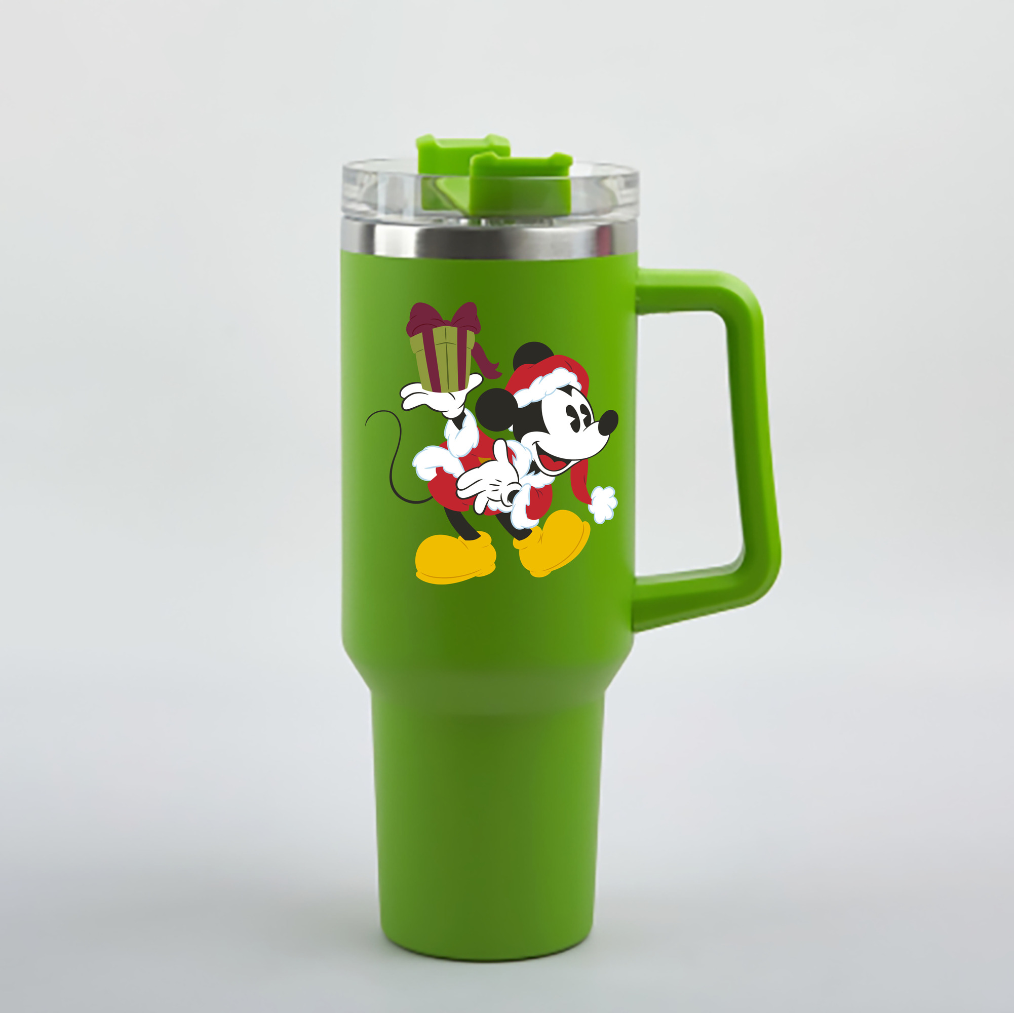 （画像用） ミッキーマウス Mickey Mouse 1200mL車用タンブラー - クリスタルステッカー（プラスチックストロー付き）